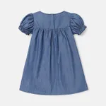 Toddler Girl 100% Cotton Floral Embroidered Short-sleeve Denim Dress  image 2