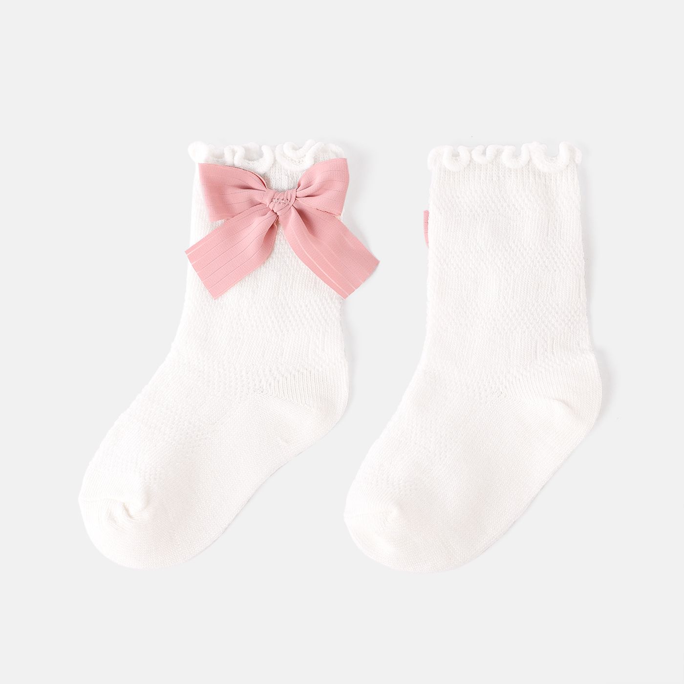 

Baby / Toddler / Kid Bow Decor Lettuce Trim Breathable Socks