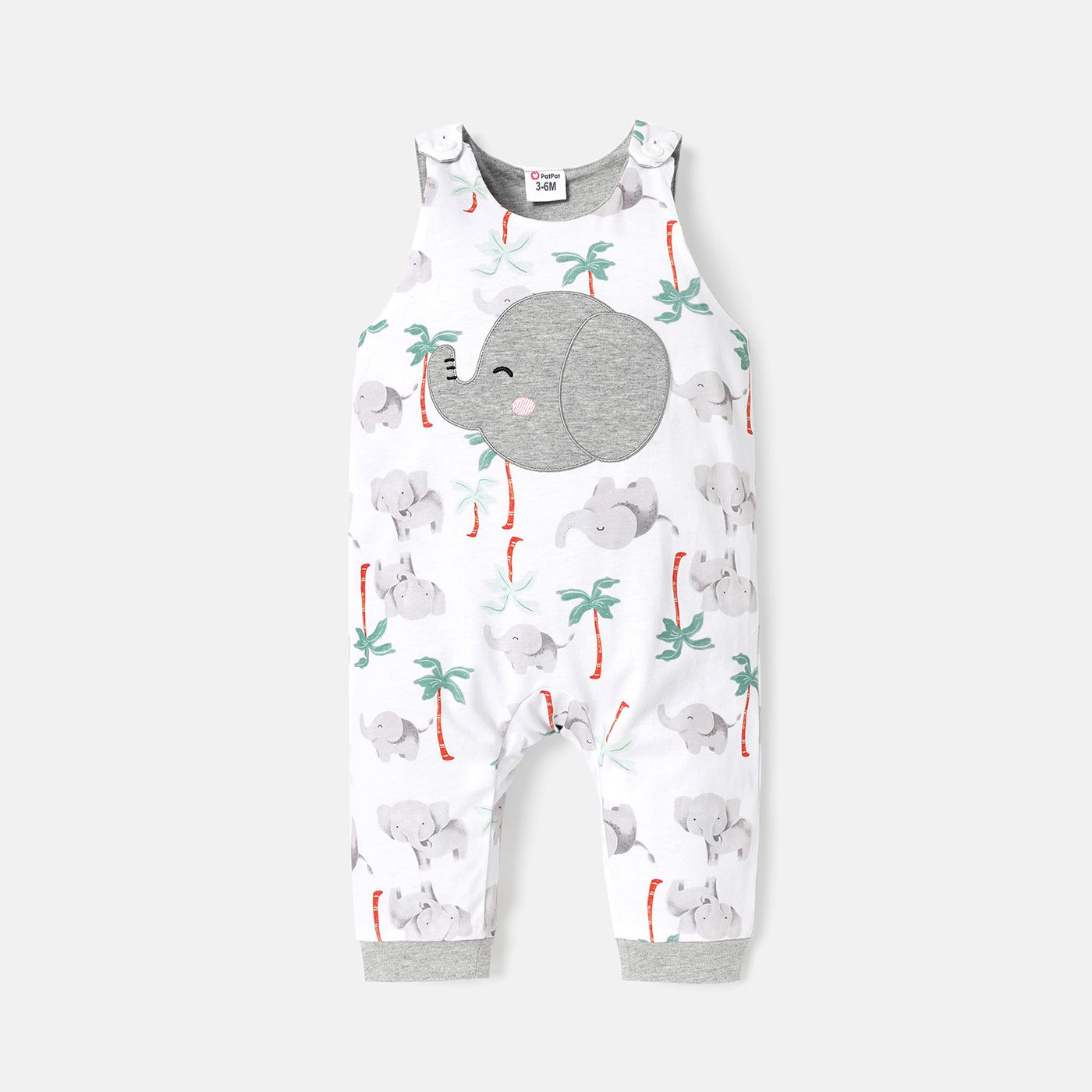 

Baby Boy 100% Cotton Elephant Print Button Design Overalls