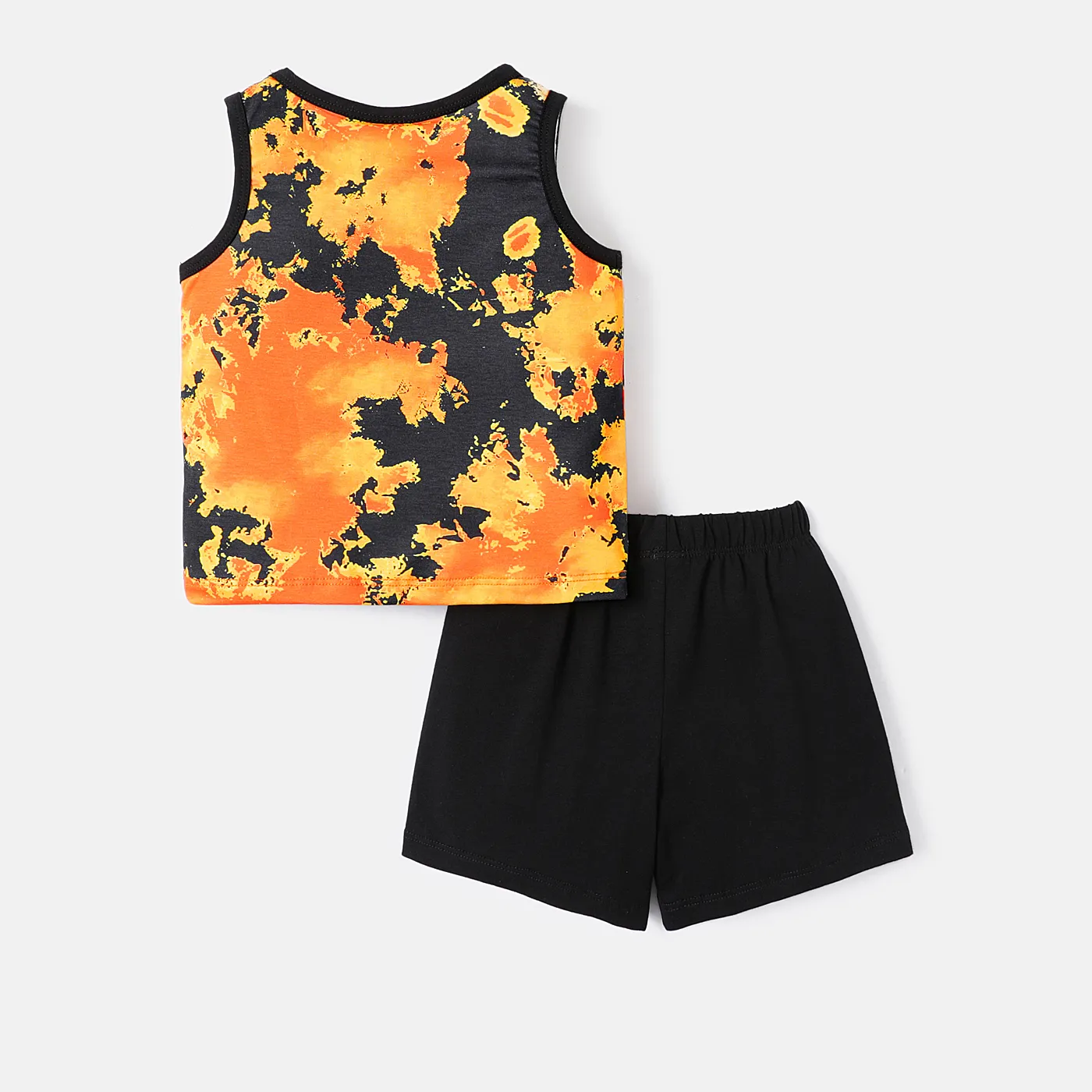 2pcs Baby Boy Letter Print Naia™ Tank Top and Cotton Shorts Set Orange image 2
