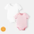 2-Pack Baby Girl/Boy 100% Cotton Solid Color Short-sleeve Rompers  image 1