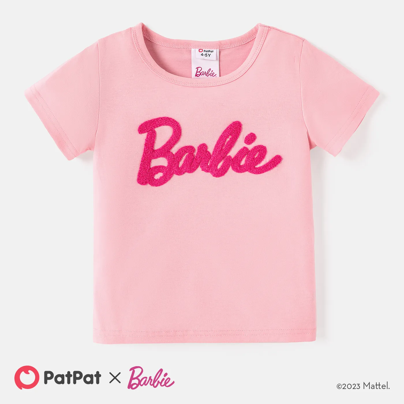 Barbie Toddler/Kid Girl Letter Embroidered Short-sleeve Cotton Tee  big image 1