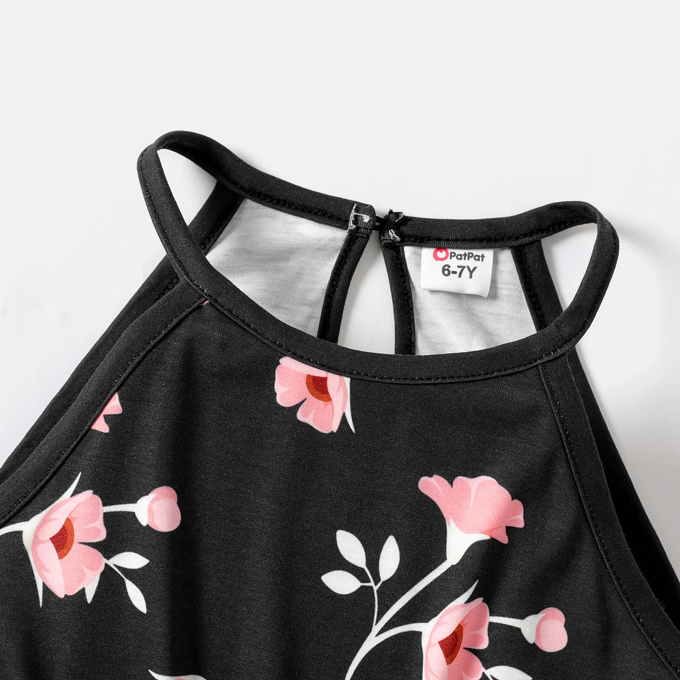 Kid Girl Naia Floral Print Halter Rompers Black image 3