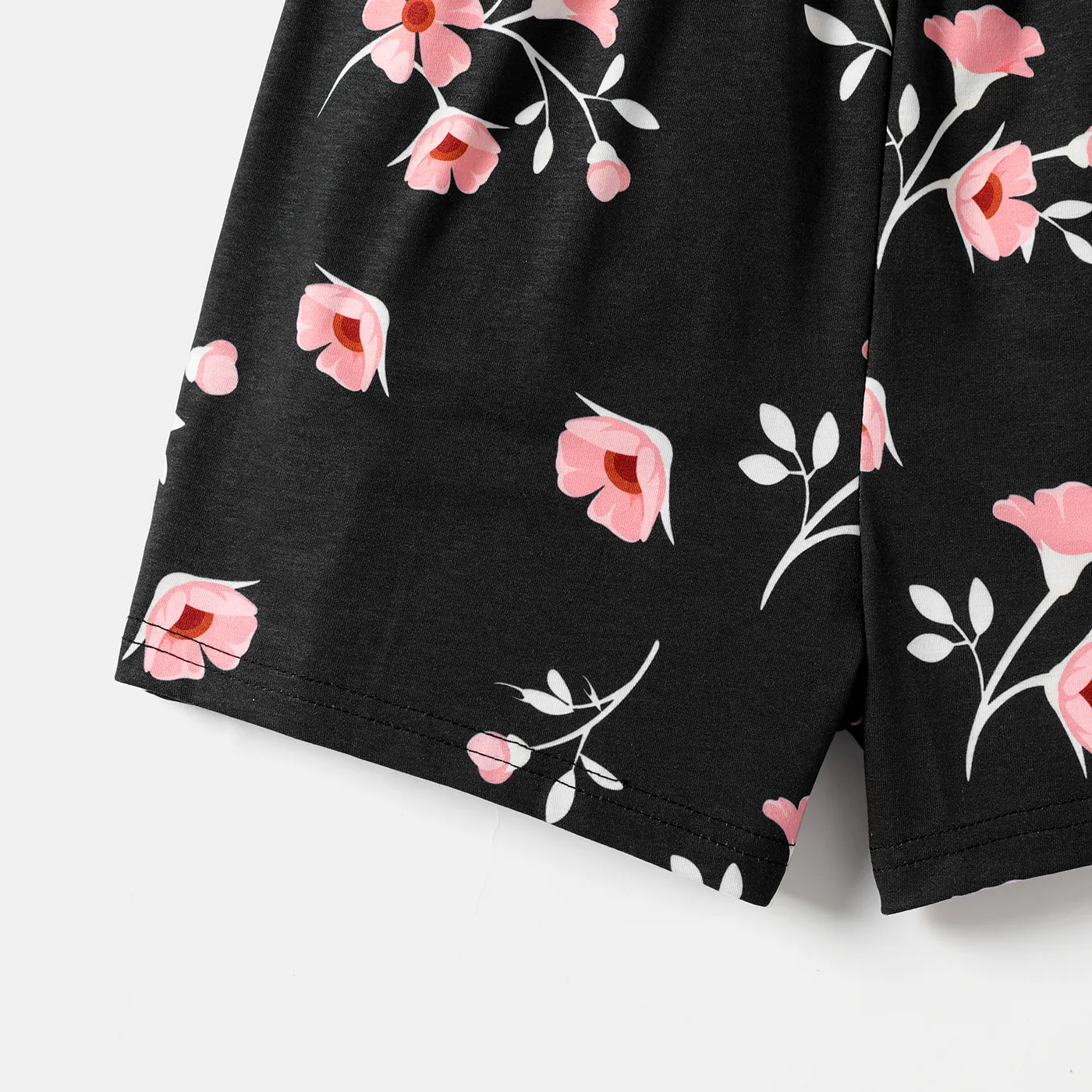 Kid Girl Naia Floral Print Halter Rompers Black image 4