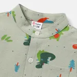2pcs Baby Boy 100% Cotton Short-sleeve Allover Dinosaur Print Shirt and Solid Shorts Set  image 5