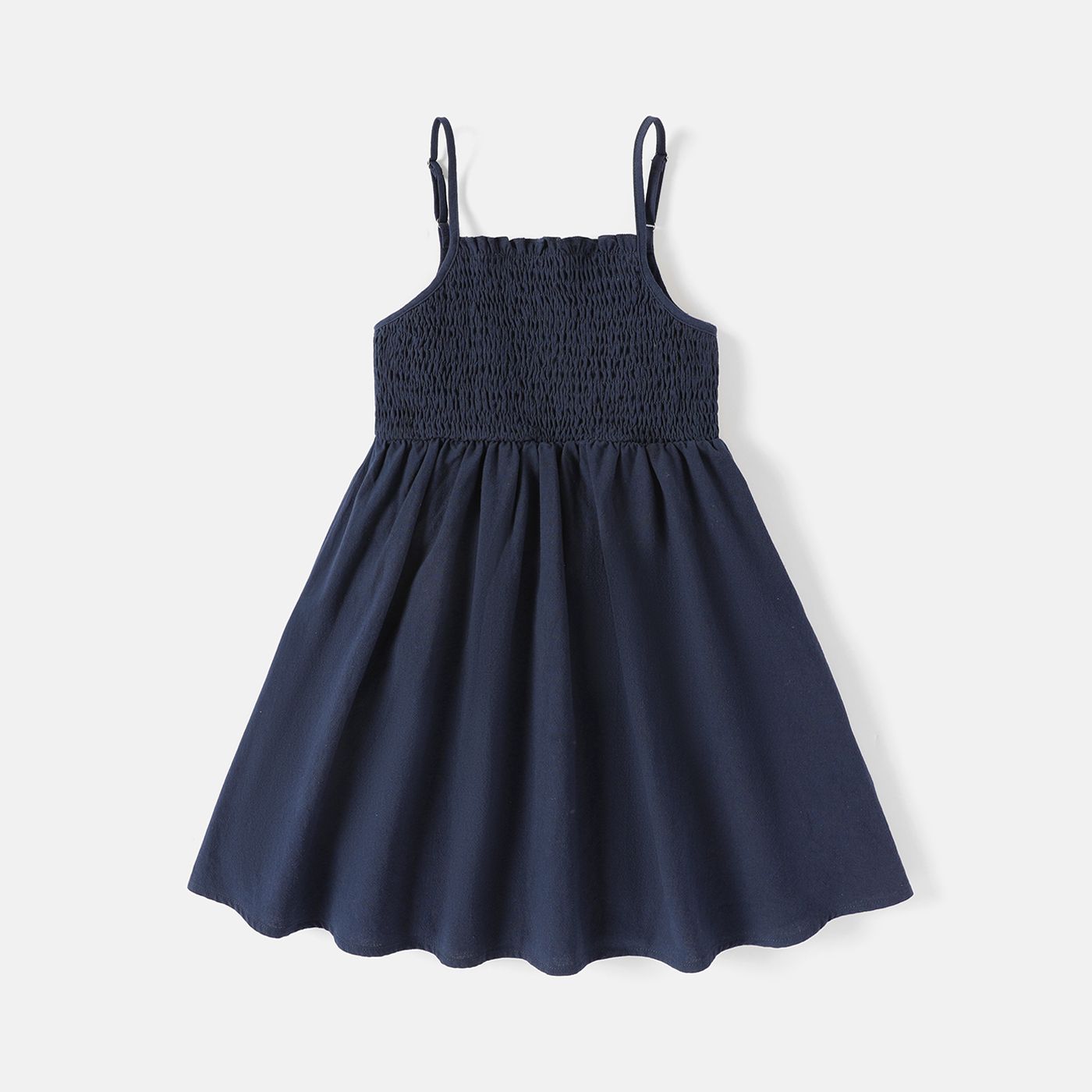 

Kid Girl 100% Cotton Solid Color Smocked Slip Dress