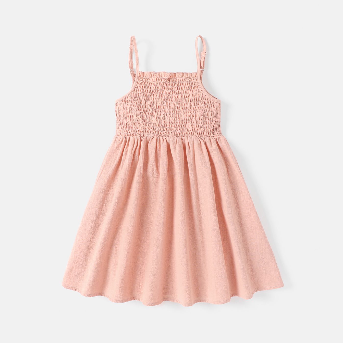 

Kid Girl 100% Cotton Solid Color Smocked Slip Dress