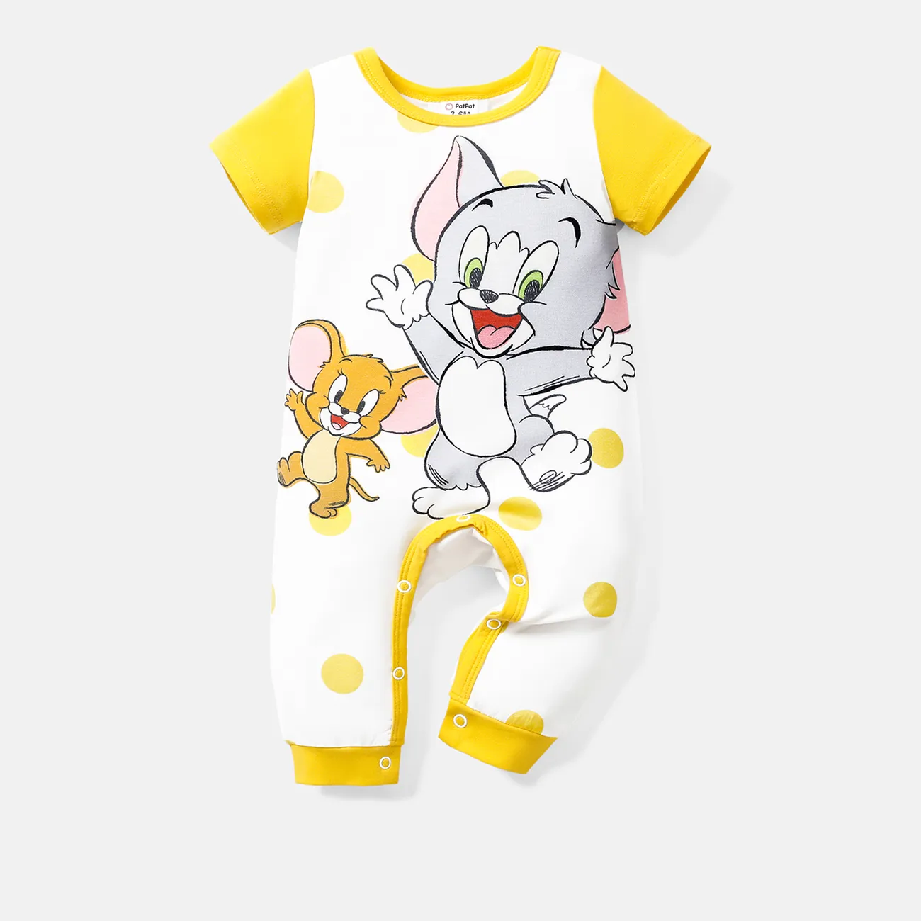 Tom and Jerry Baby Jungen Tiere Kindlich Kurzärmelig Baby-Overalls gelb big image 1