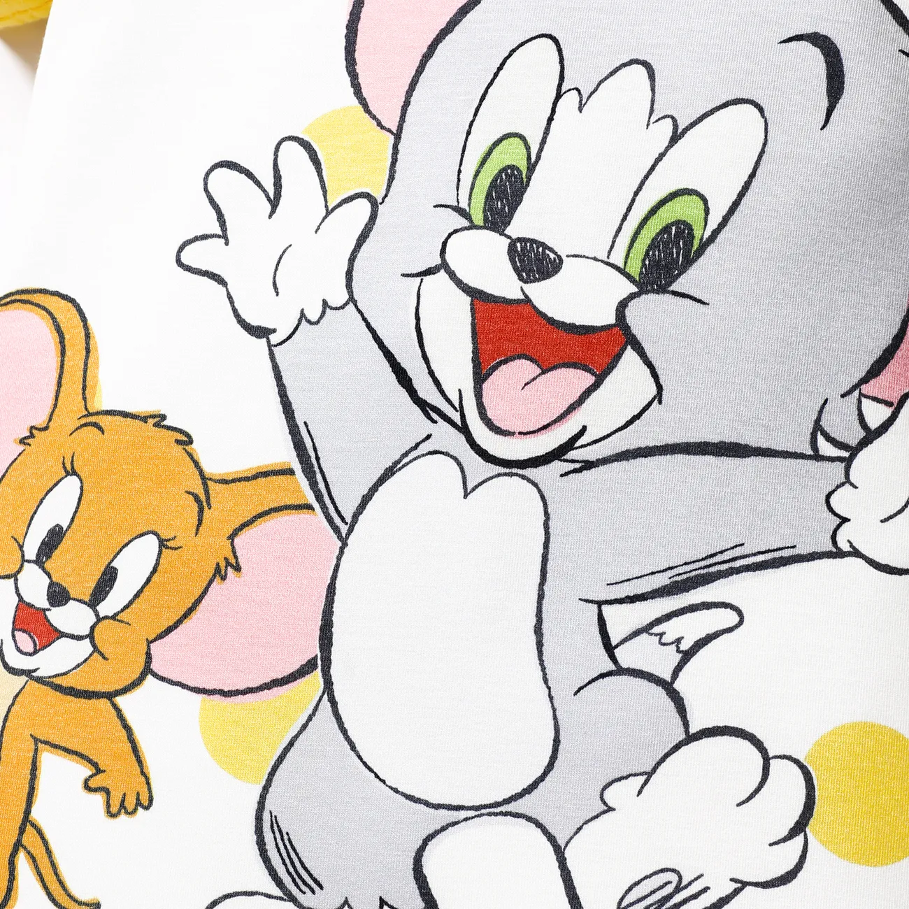 Tom and Jerry قطعة واحدة مواليد رجالي كم قصير نقش حيوانات الأصفر big image 1