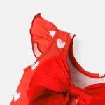 Valentine's Day Baby Girl Allover Heart Print Bow Decor Flutter-sleeve  Naia™ Romper  image 5