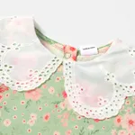 Baby Girl 100% Cotton Floral Print Puff-sleeve Statement Collar Blouse SpringGreen image 5