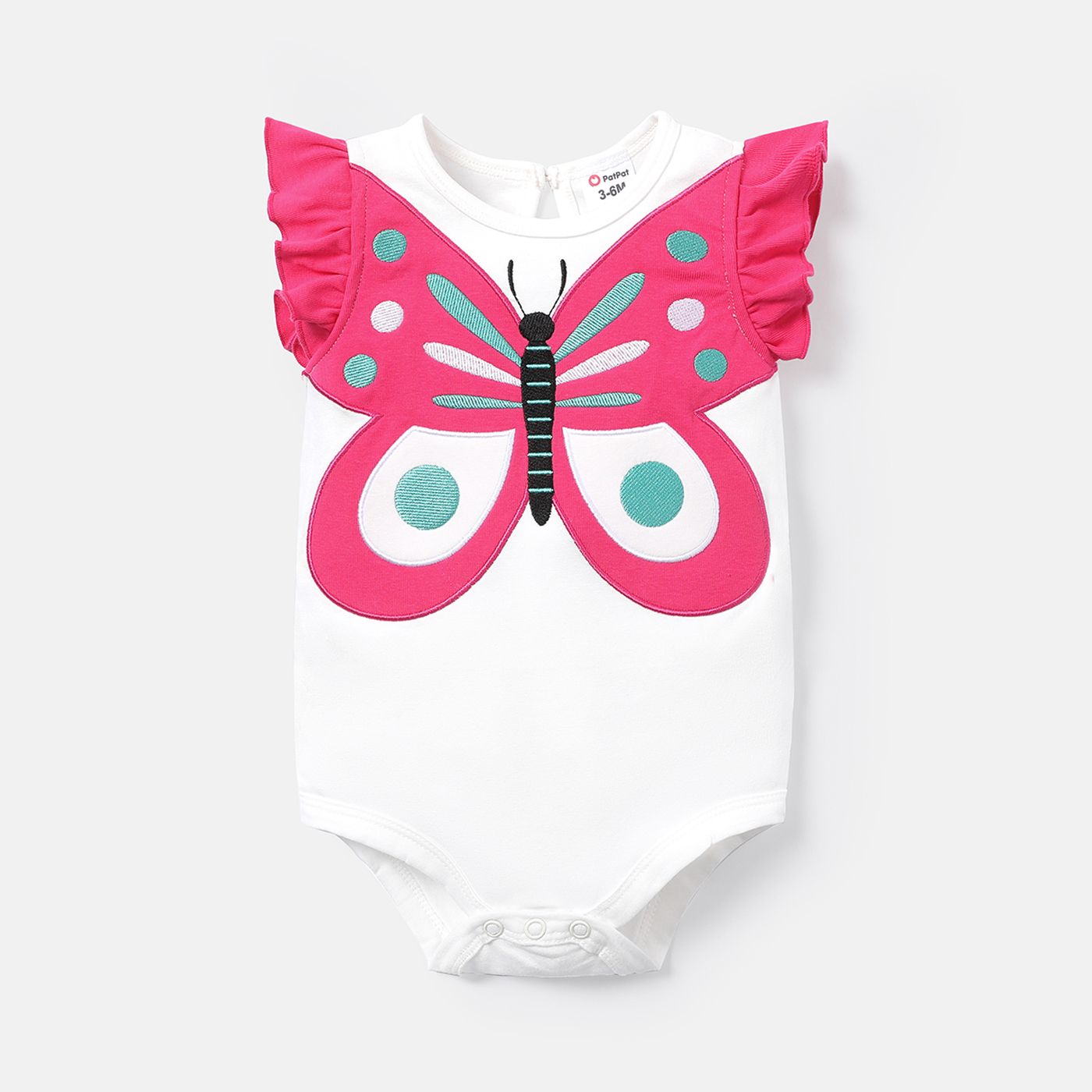

Baby Boy Cotton Butterfly Graphic Flutter-sleeve Romper