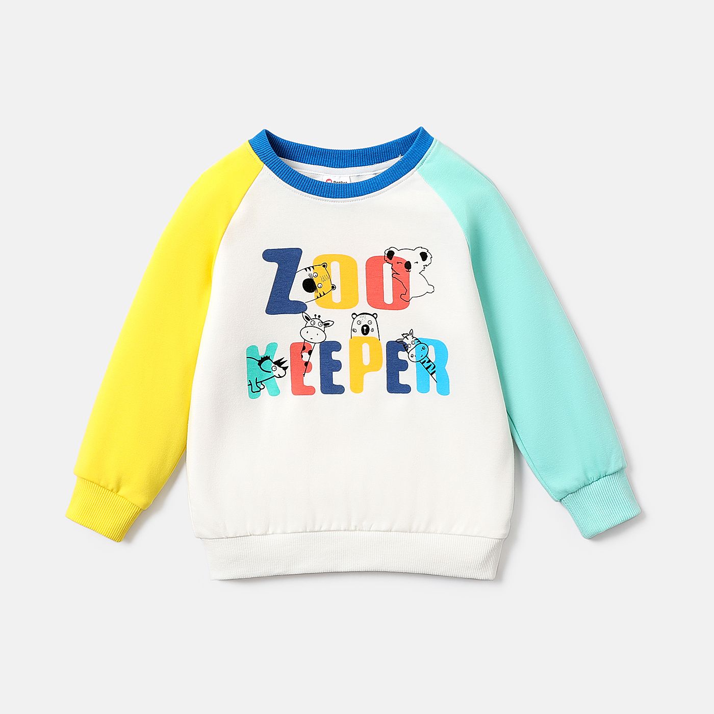 

Toddler Boy Letter Print Colorblock Raglan Sleeve Pullover Sweatshirt