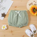 Baby Boy/Girl 100% Cotton Crepe Bow Detail Solid Shorts Pale Green