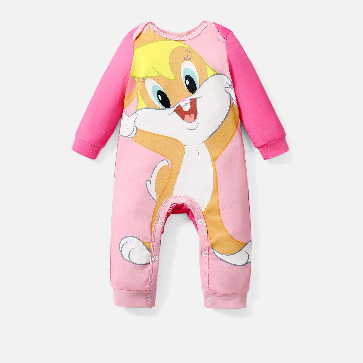 Looney Tunes Baby Boy/Girl Cartoon Animal Print Long-sleeve Naia™ Jumpsuit Pink image 5