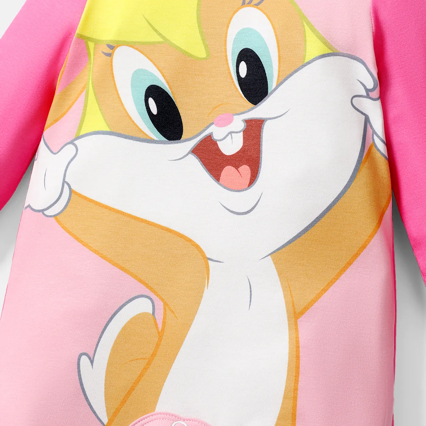 Looney Tunes Baby Boy/Girl Cartoon Animal Print Long-sleeve Naia™ Jumpsuit Pink image 3