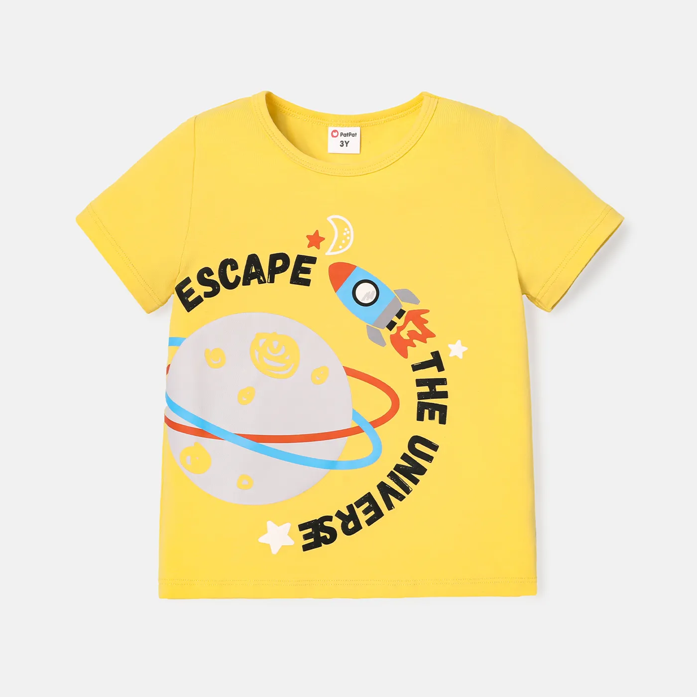

Toddler Boy Cotton Space Rocket Print Short-sleeve Tee