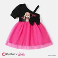 Barbie Toddler Girl Mother's Day Bowknot Design Cotton One Shoulder Mesh Splice Dress  image 1
