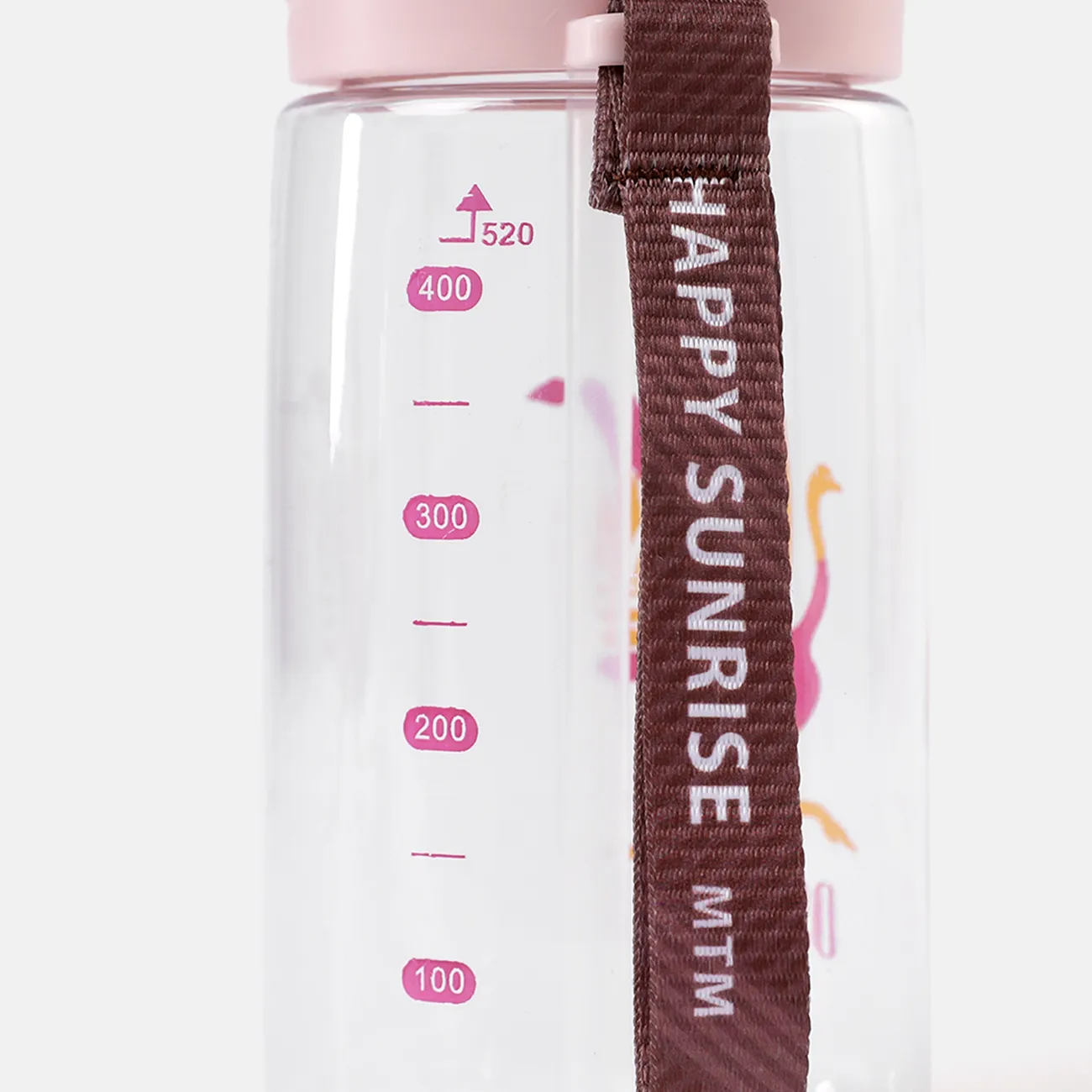 520 ml/17,59 Unzen Strohwasserbecher Wasserflasche mit großem Fassungsvermögen und Skala Kunststoff-Sportflasche für Erwachsene, tragbarer Becher für den Außenbereich rosa big image 1