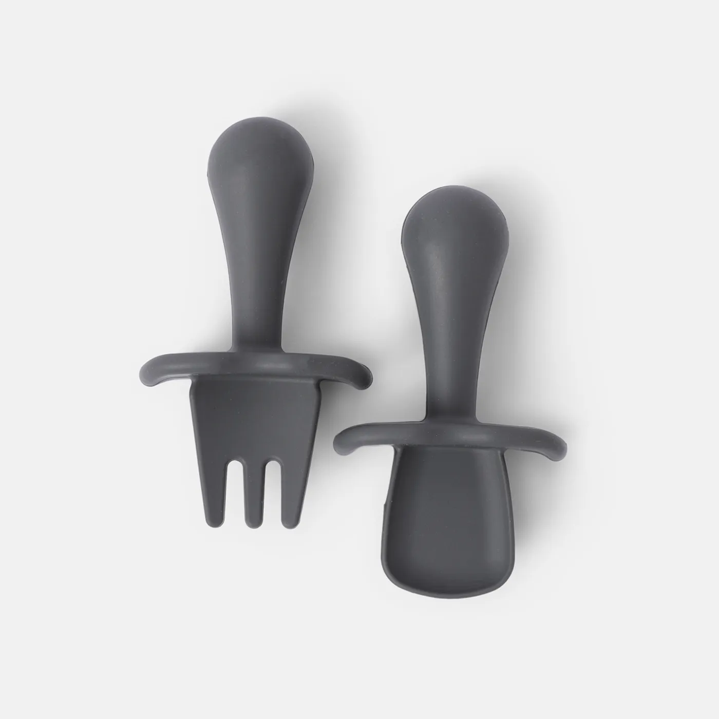 2Pcs Silicone Baby Feeding Set Includes Spoons & Forks Infant Newborn Utensil Set for Self-Training Dark Blue