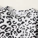 2pcs Baby Girl Heart Embroidered Cotton Pants and Leopard Print Ruffle Long-sleeve Top Set  image 3
