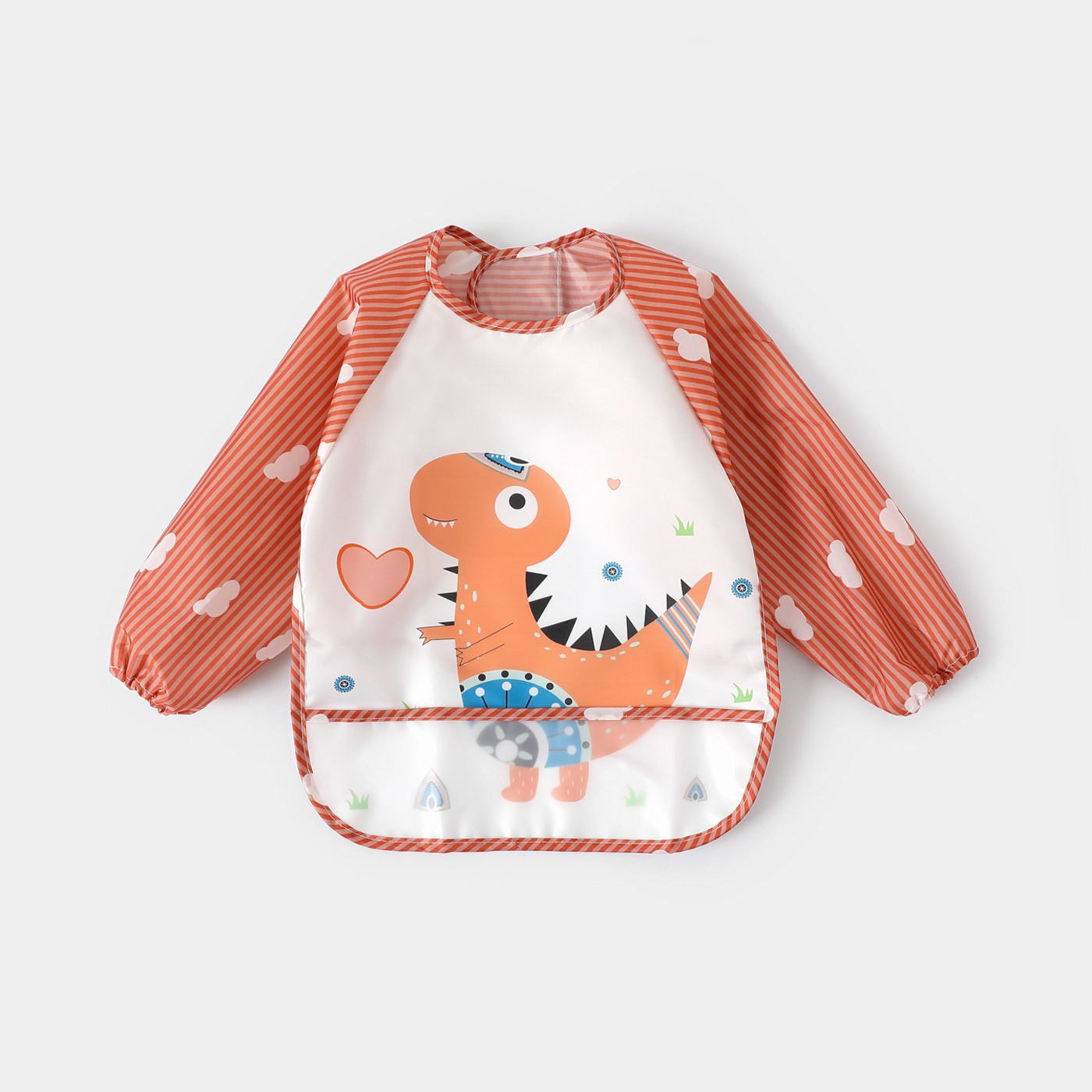 

Long Sleeve Bib Cartoon Animal Pattern Easy-wear Baby Smock for Eating Feeding Water Repellent Oil Repellent Stain Repellent