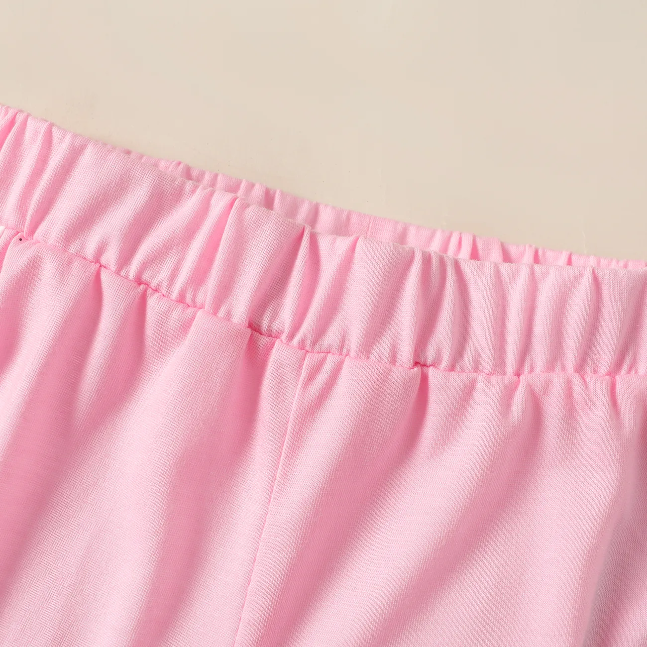 pantalones cortos elásticos con bloques de color para niña Rosado big image 1