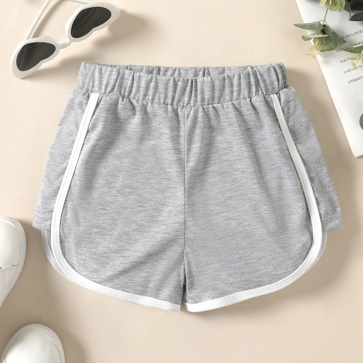 Kid Girl Colorblock Elasticized Shorts Grey
