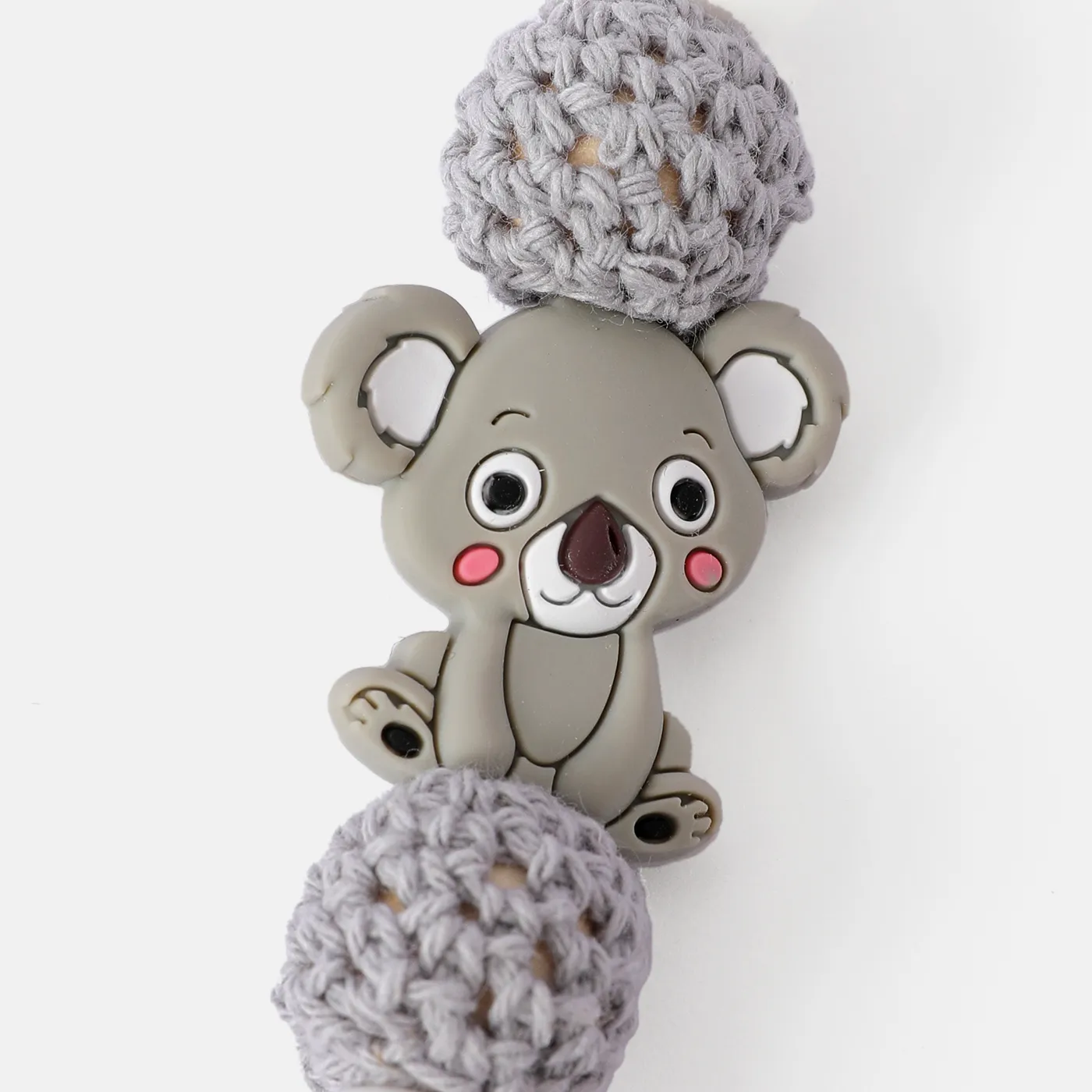 

Silicone Teether DIY Wood Beads Baby Teething Necklace Toy Cartoon Koala Pacifier Chain Clip
