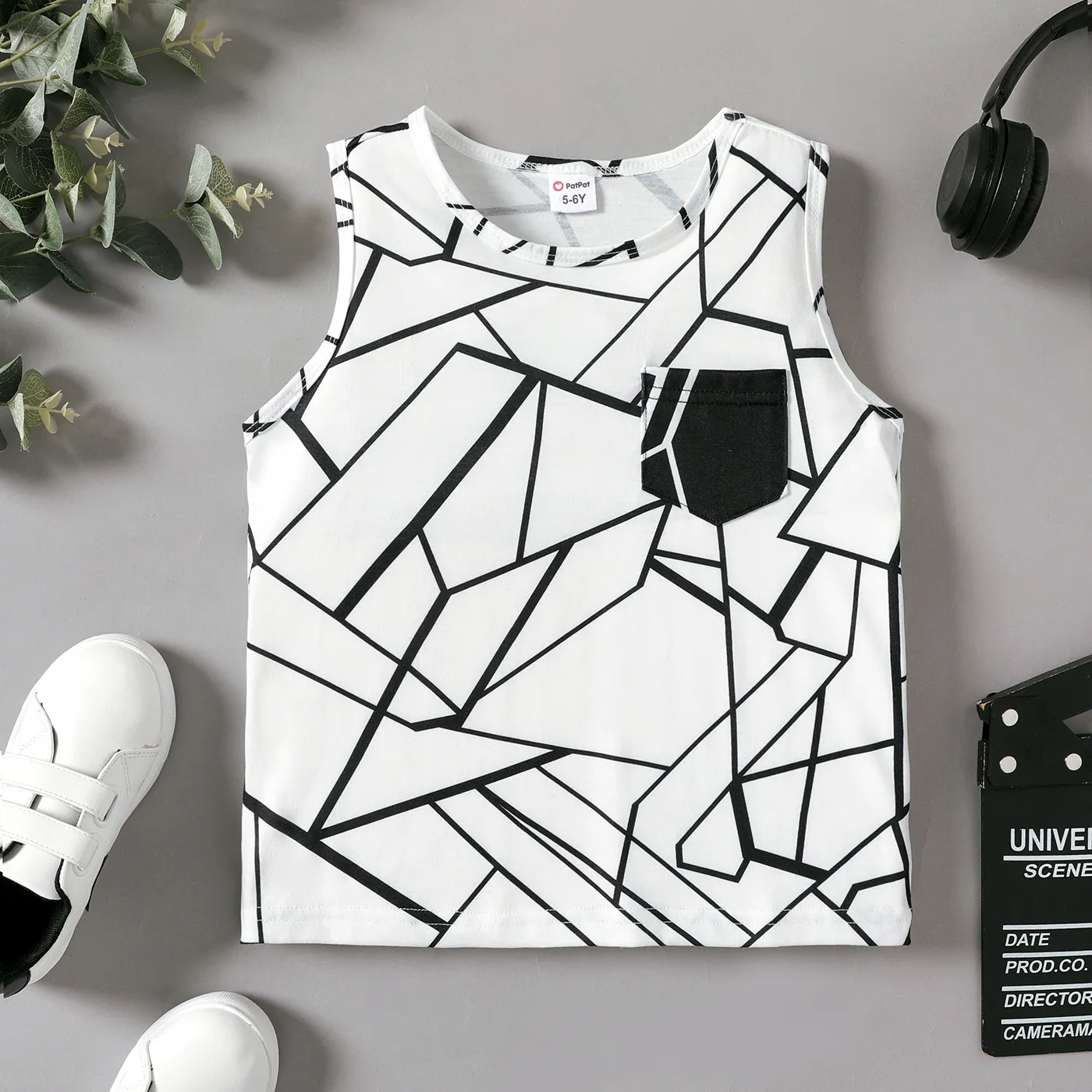 Kid Boy Geo Pattern Tank Top OffWhite