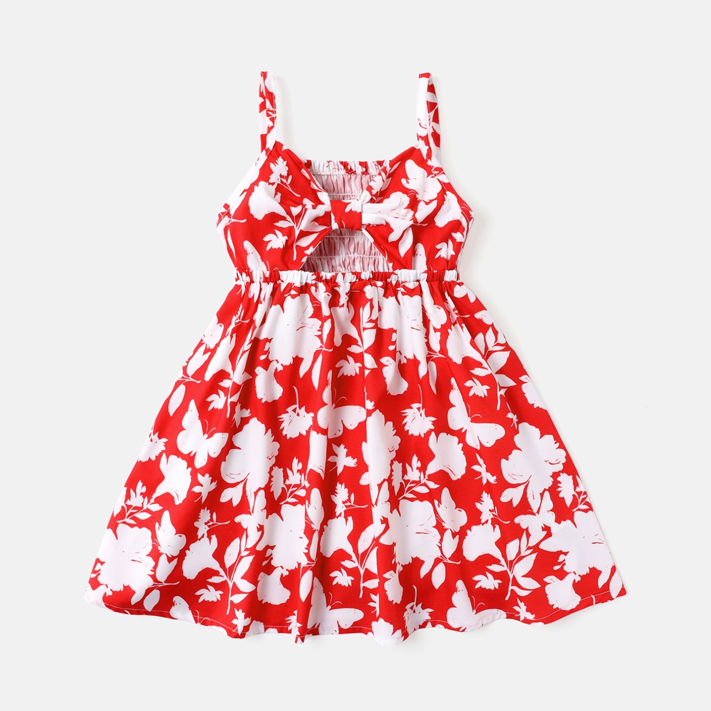 

Toddler Girl Floral Print Bowknot Design Slip Dress