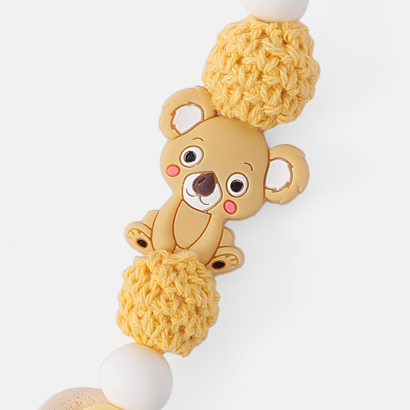 

Silicone Teether DIY Wood Beads Baby Teething Necklace Toy Cartoon Koala Pacifier Chain Clip