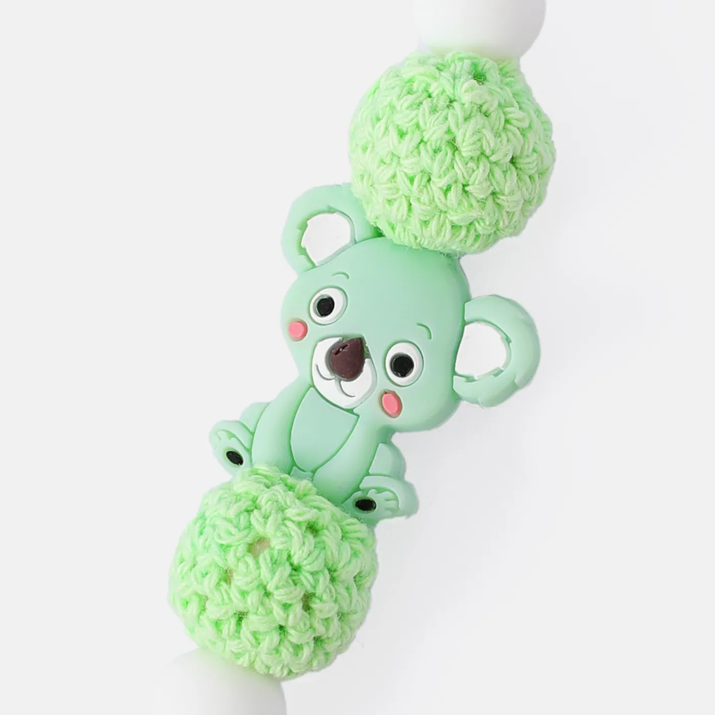 

Silicone Teether DIY Wood Beads Baby Teething Necklace Toy Cartoon Koala Pacifier Chain Clip