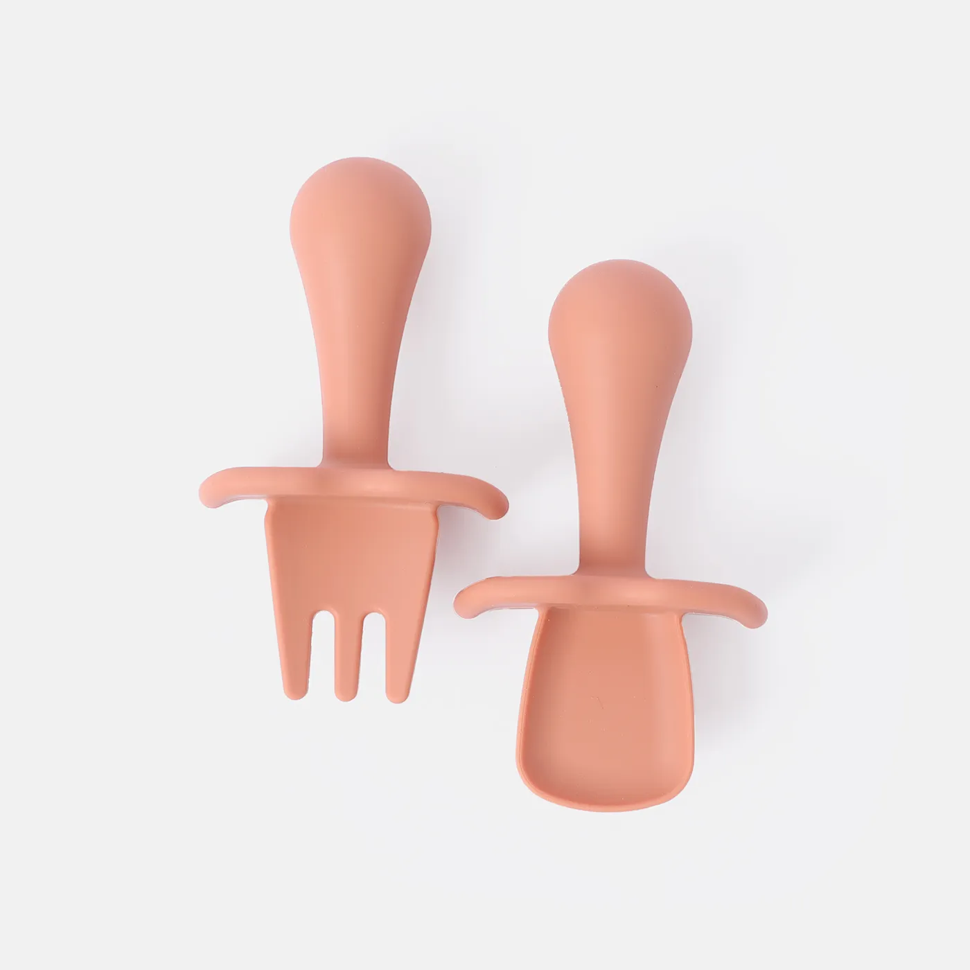 2Pcs Silicone Baby Feeding Set Includes Spoons & Forks Infant Newborn Utensil Set for Self-Training Coral
