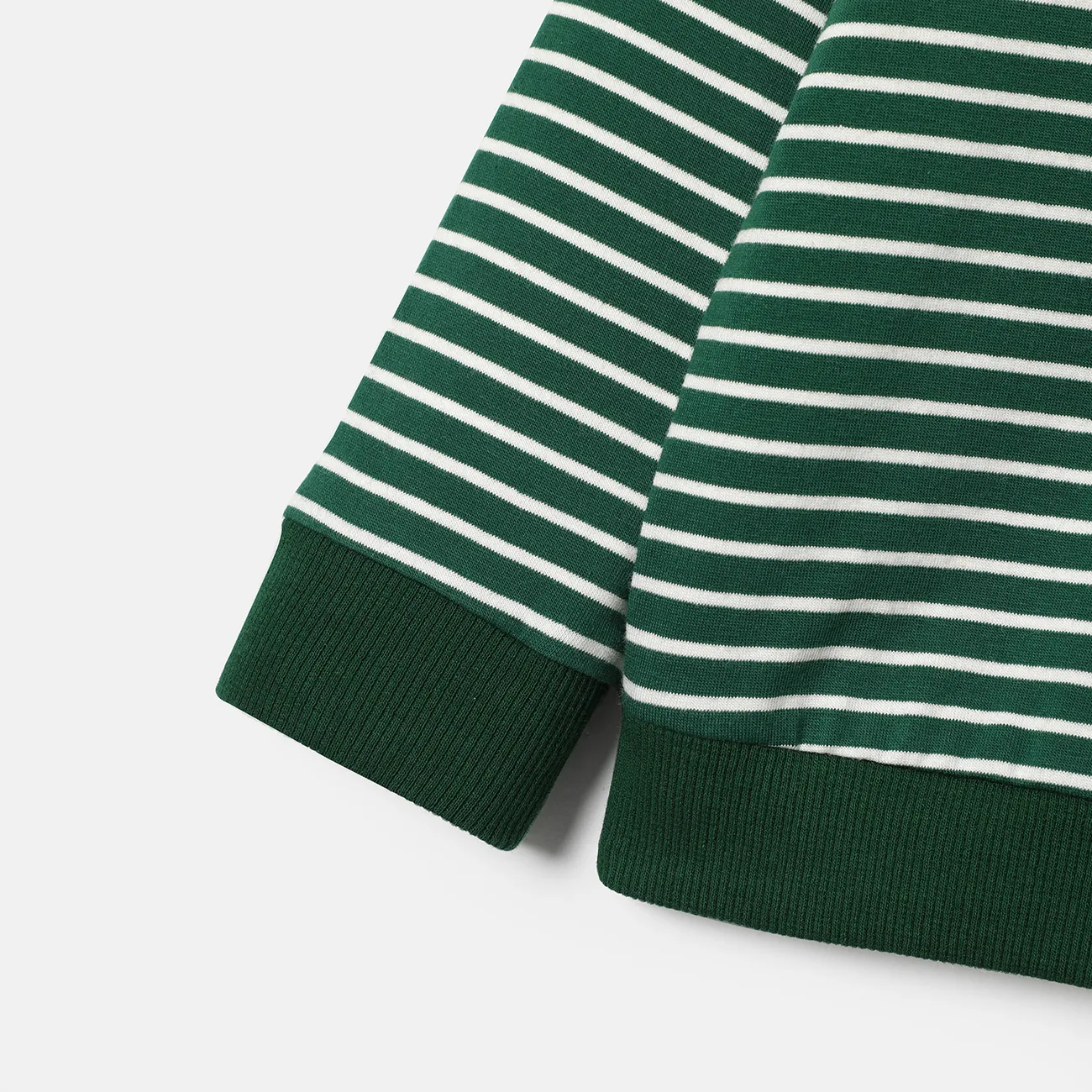 Conjunto de moletom e calça de algodão com manga raglã listrada para bebê/criança menina/menino 2 peças Verde big image 1