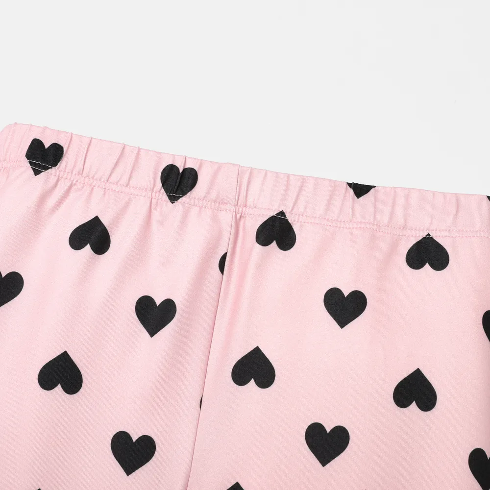 Eco-friendly RPET Fabric Toddler/Kid Girl Heart Print/Polka dots Elasticized Leggings big image 8