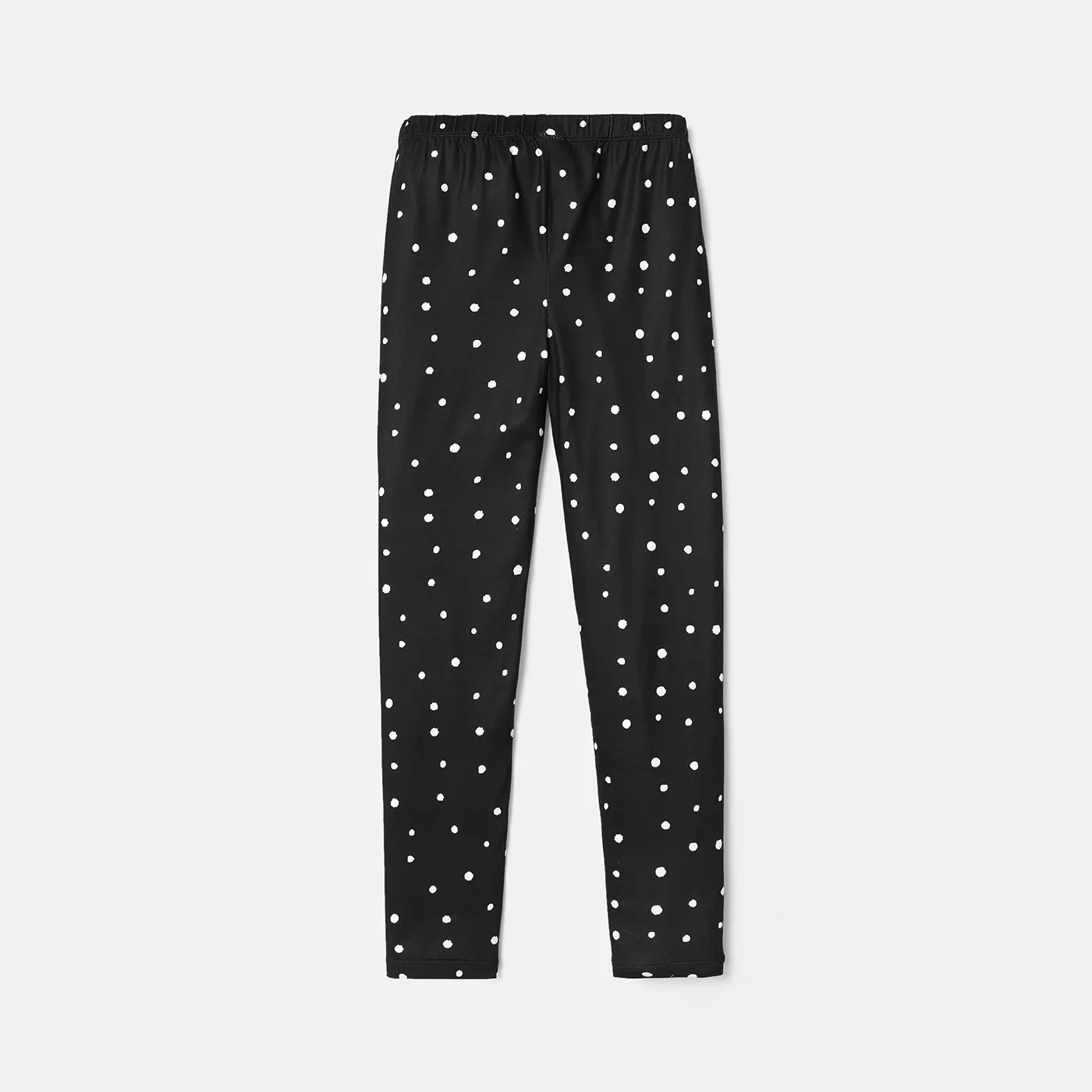 Eco-friendly RPET Fabric Toddler/Kid Girl Heart Print/Polka dots Elasticized Leggings Black