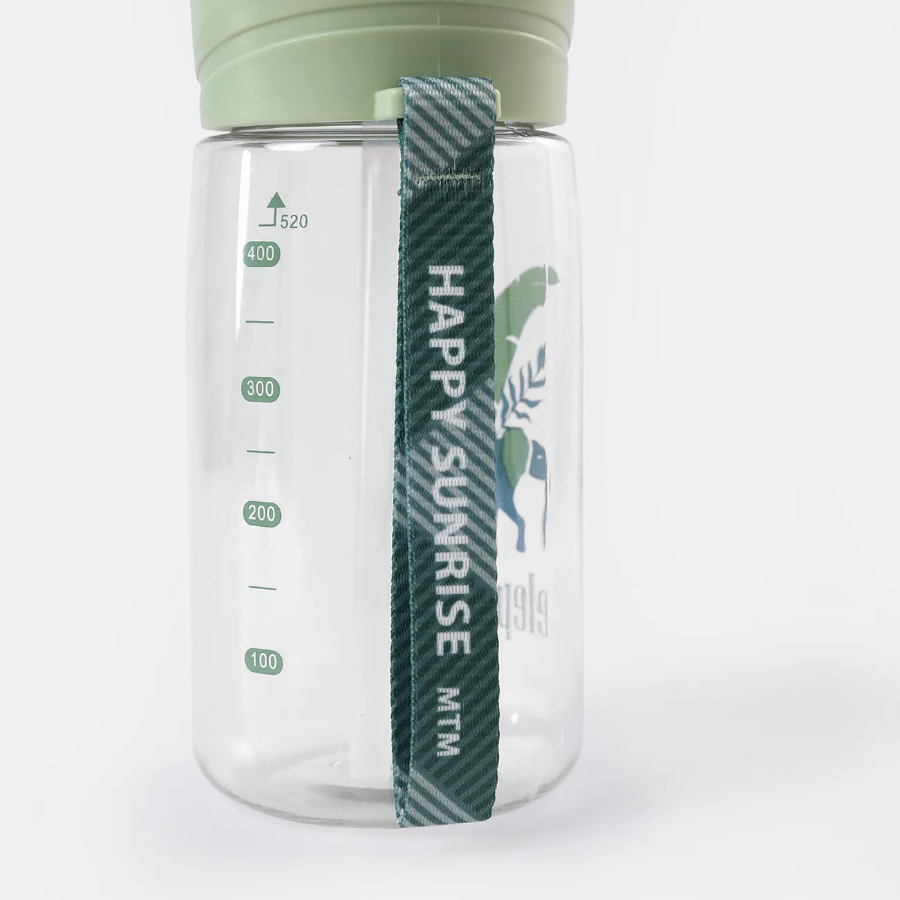 520 مللي / 17.59 أوقية كوب ماء من القش زجاجة مياه سعة كبيرة مع مقياس زجاجة رياضية بلاستيكية للكبار في الهواء الطلق كوب محمول اخضر فاتح big image 1