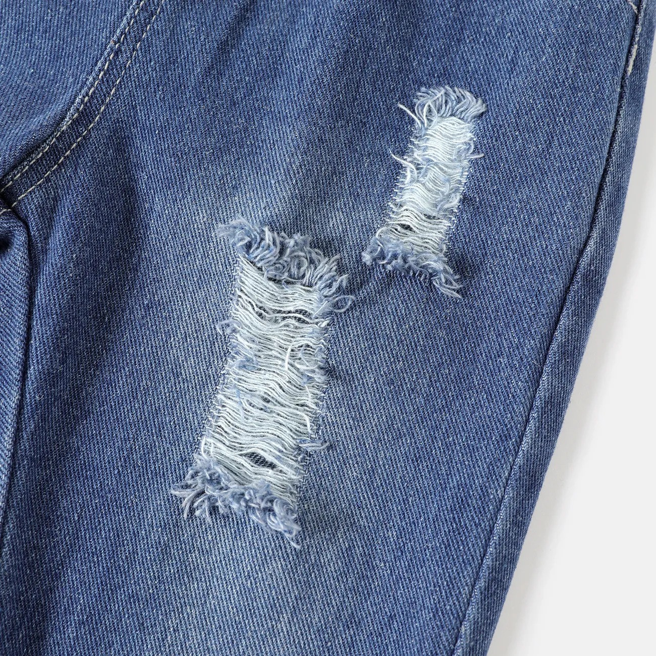 2pcs Baby Boy Cotton Long-sleeve Letter Graphic Hoodie & Ripped Denim Jeans Set Black big image 1