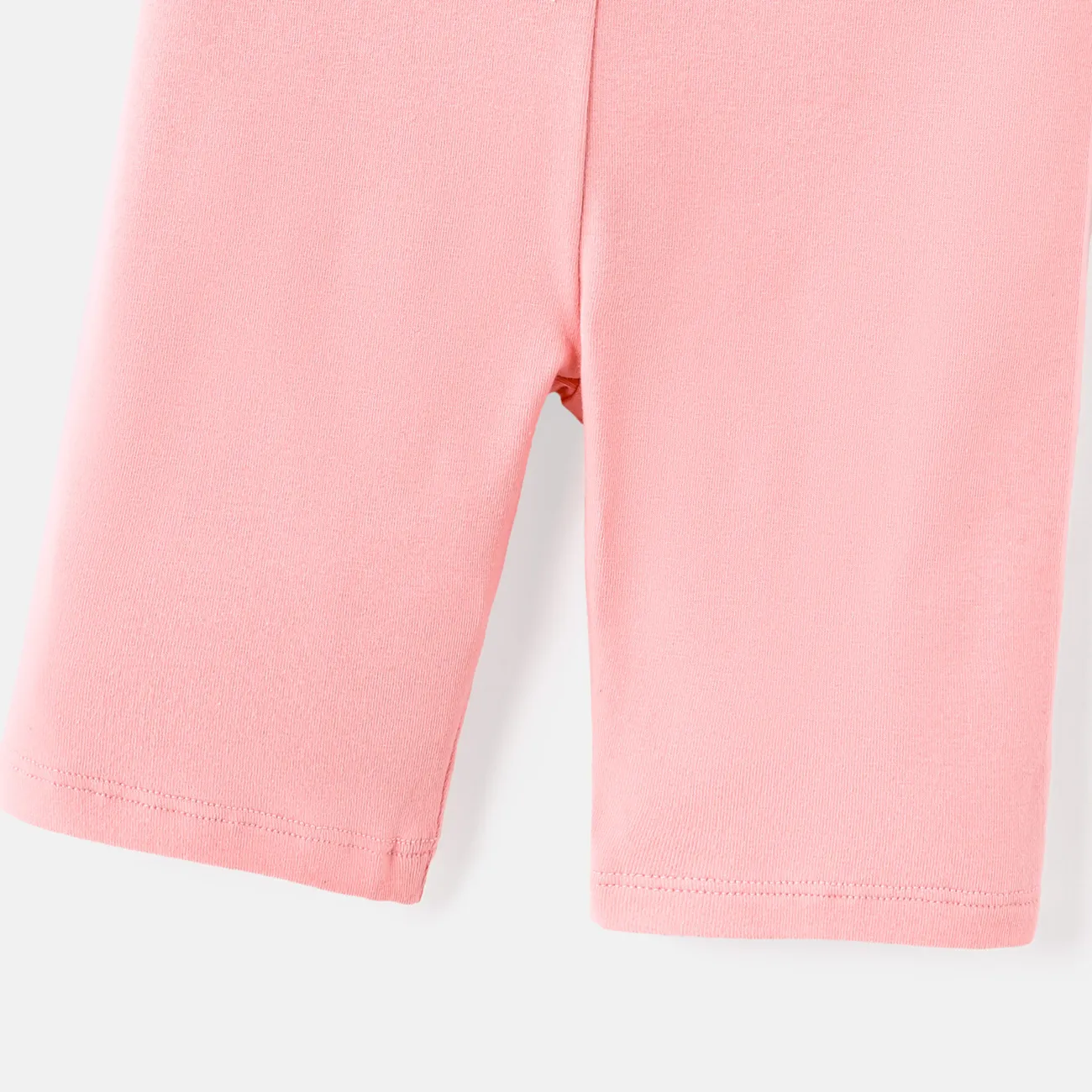 Toddler/Kid Girl Solid Color Cotton Leggings Shorts Pink big image 1