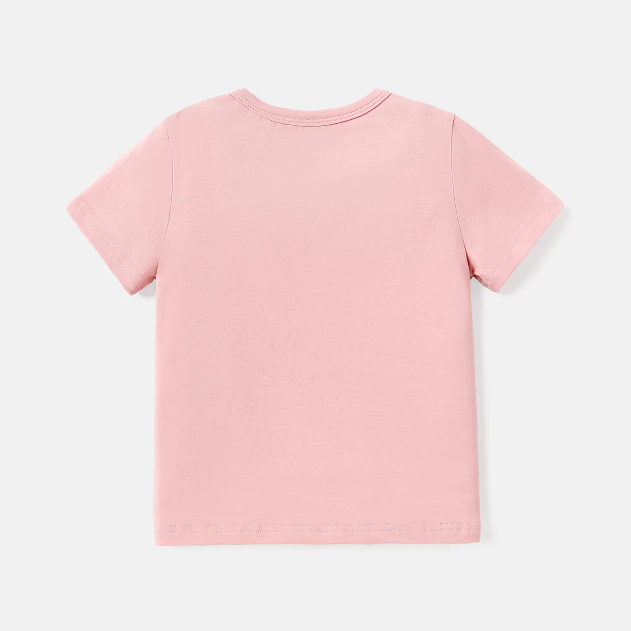 camiseta de algodón de manga corta con estampado de letras para niños pequeños/niños Rosado big image 1