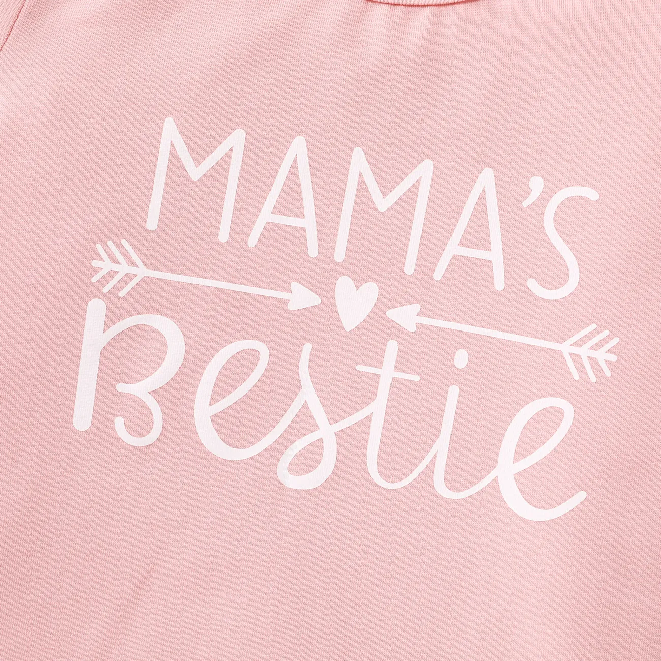 camiseta de algodão de manga curta com estampa de letras para bebês/crianças Rosa big image 1