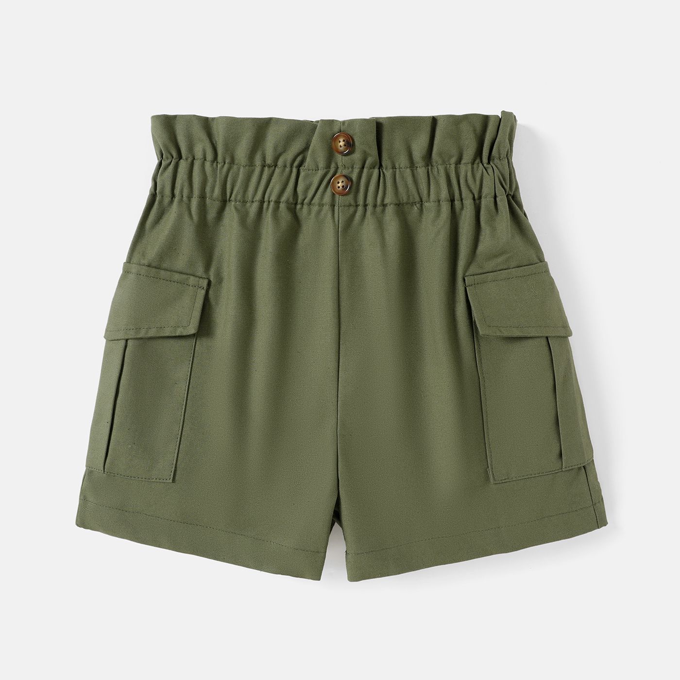 

Kid Girl 100% Cotton Pocket Design Solid Color Shorts