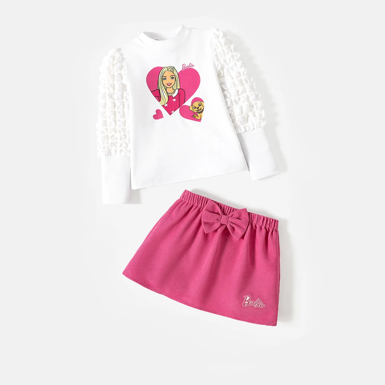 Barbie 2 unidades Criança Menina Costuras de tecido Bonito Fato saia e casaco Branco big image 1