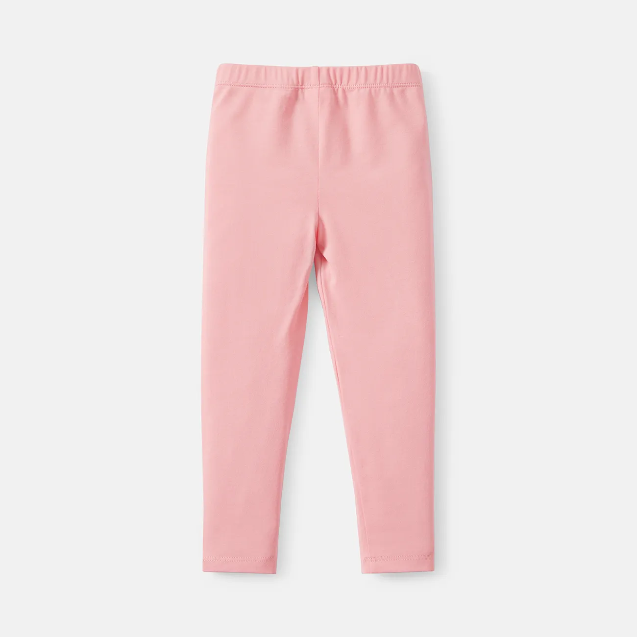 Toddler/Kid Girl Solid Color Elasticized Cotton Leggings Pink big image 1