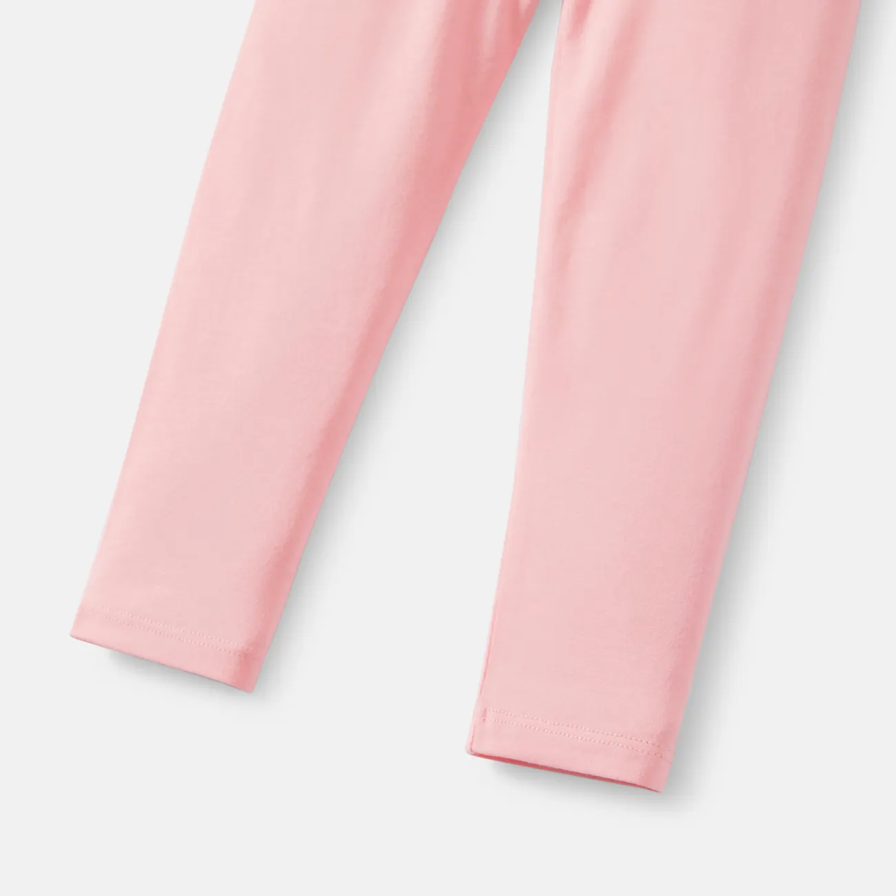 Toddler/Kid Girl Solid Color Elasticized Cotton Leggings Pink big image 1