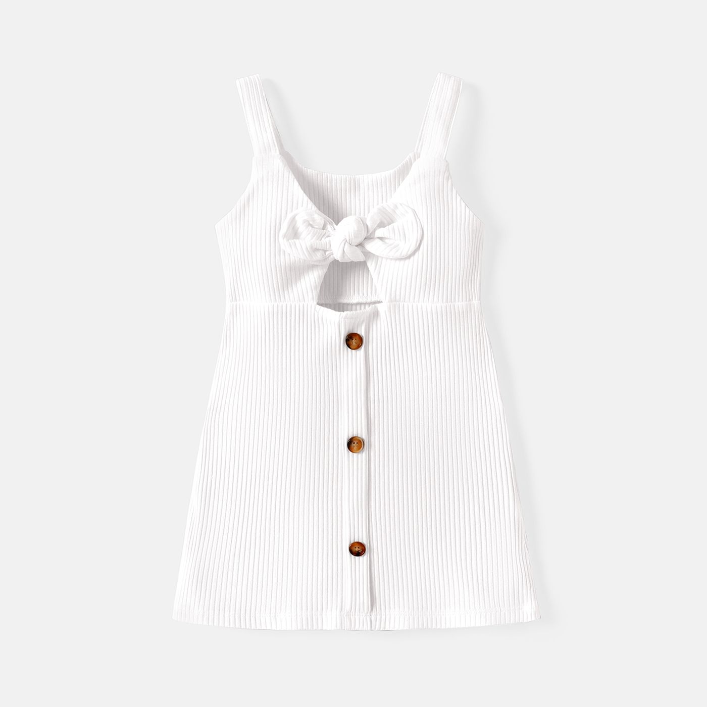 Toddler Girl Bowknot Design Ribbed Cut Out Slip Dress