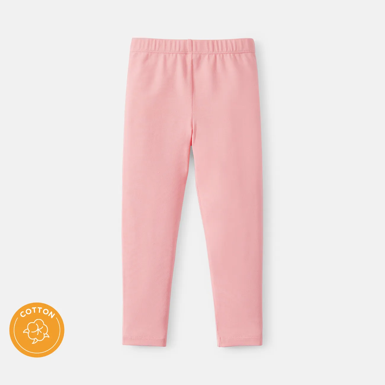 Einfarbige Leggings aus elastischer Baumwolle für Kleinkinder/Kindermädchen rosa big image 1