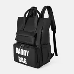 Baby Bag Backpack Letter Print Stylish Daddy Bag Travel Back Pack Black