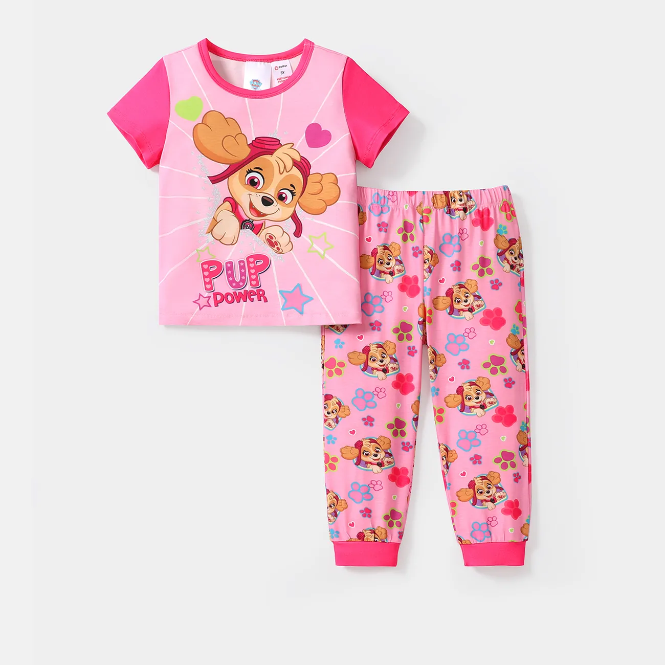 PAW Patrol Toddler Girl/Boy Short-sleeve Tee and Pants Pajamas Set Pink big image 1